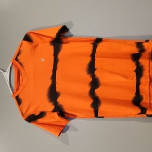 Old Nacy Orange and Black Striped T-Shirt Go-Dry Actuve Material Boys L